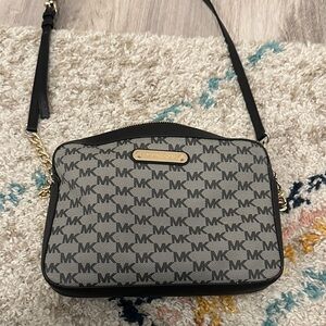 Michael Kors Monogram Black and Gray Crossbody Bag
